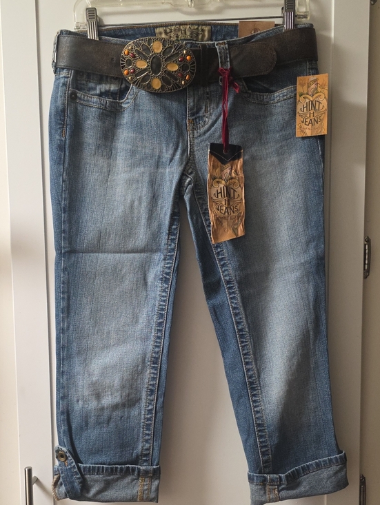 Hint Jeans Denim - Hint Jeans Women's Light Blue Cropped Ankle Jeans With Boho Belt Size 7